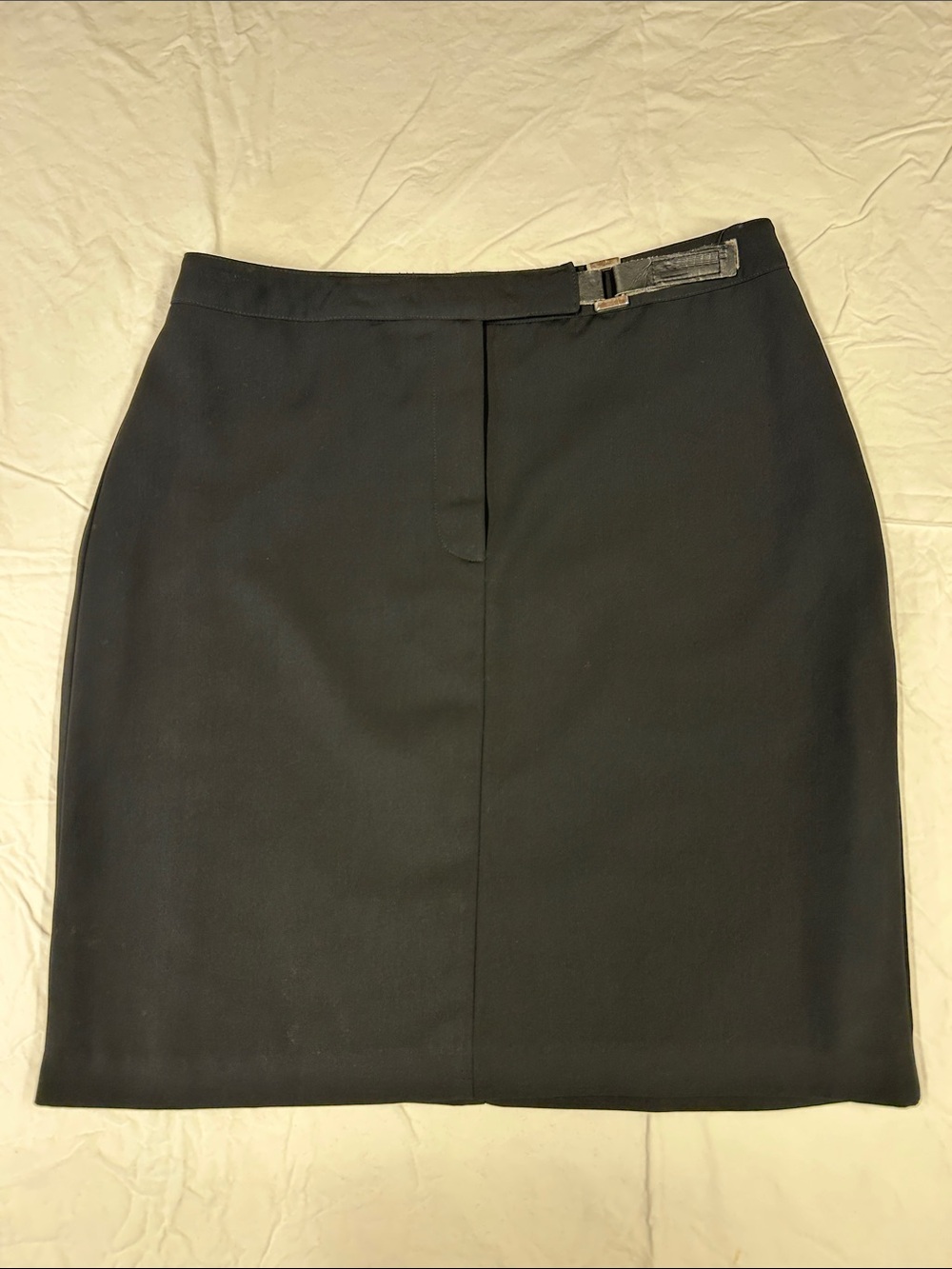 New York & Company Black Pencil Skirt Buckle Detail Lined Office Sz 10